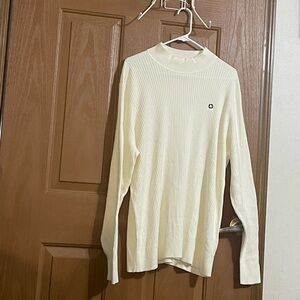 Lands' End White Ribbed Sweater